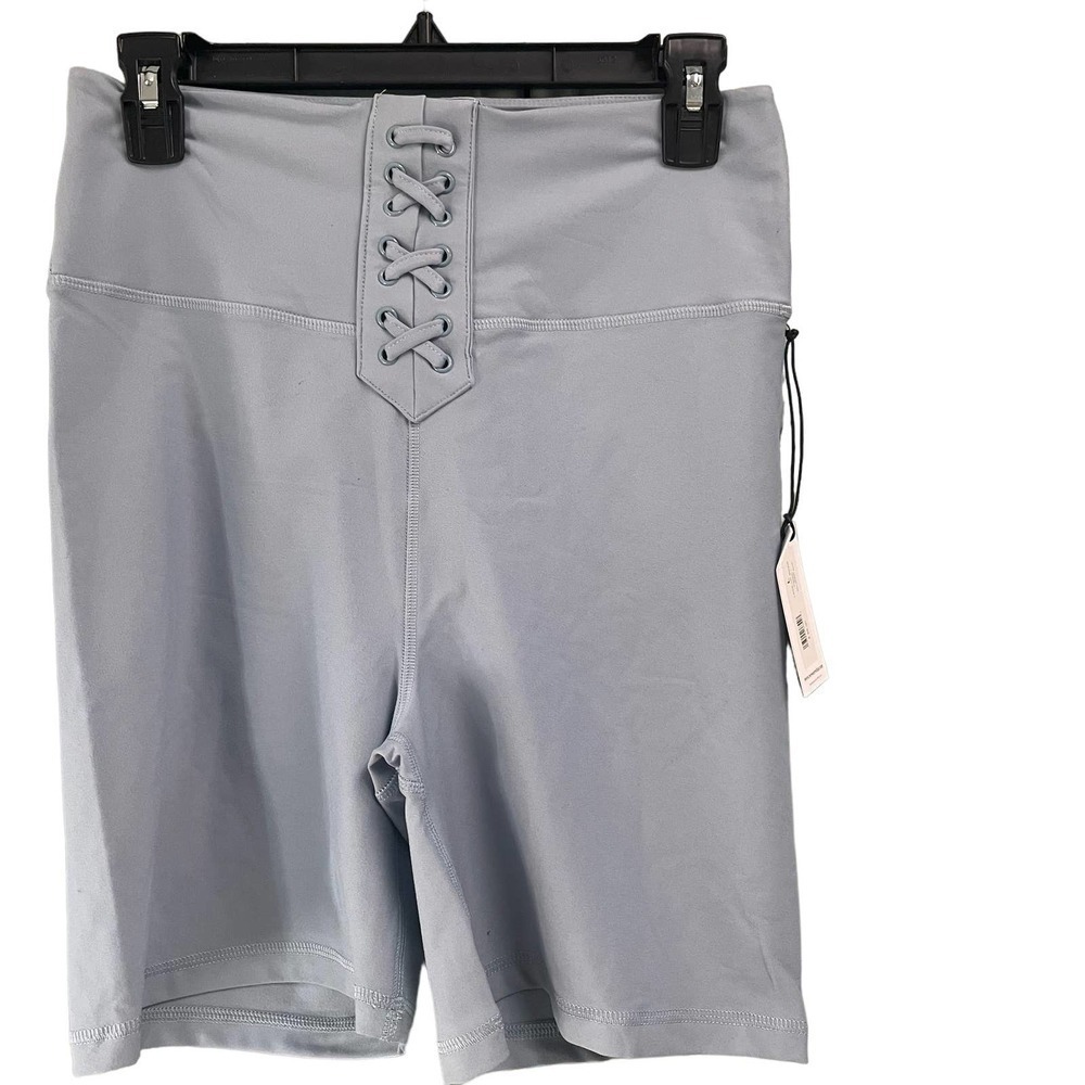 WeWoreWhat Dusty Blue Lace Up Biker Shorts Sz Large Athleisure Lounge Revolve